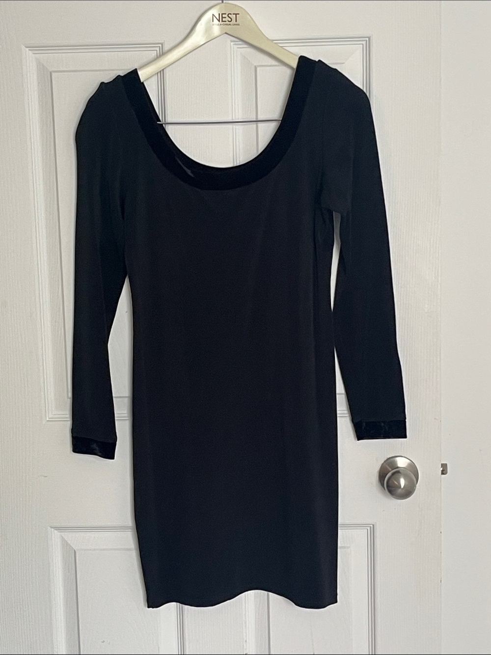 Long-Sleeve Scoop Neck Little Black Dress